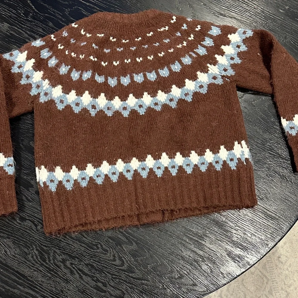 Brown and Blue Patterned Women's Sweater - Picture 4 of 4